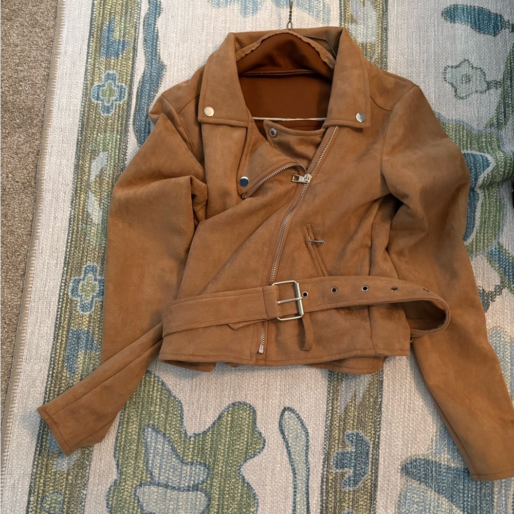 PrettyLittleThing Camel Leather Jacket